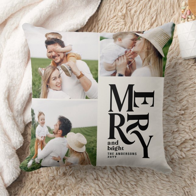 multi photo modern elegant typography unique cushion (Blanket)