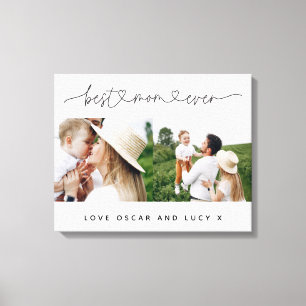 Multi photo modern script typography best mum  canvas print