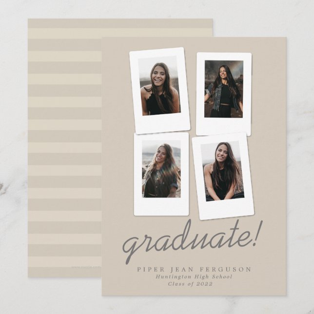 Multi Photo Modern Snapshots Graduation Announcement (Front/Back)