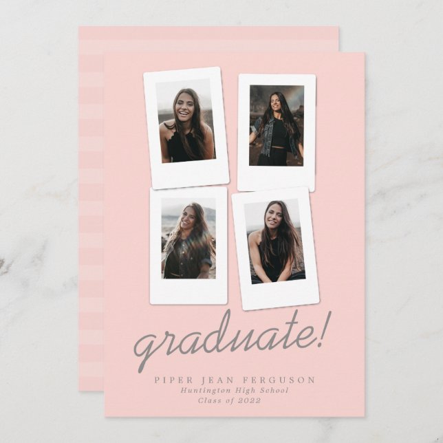 Multi Photo Modern Snapshots Graduation Announcement (Front/Back)