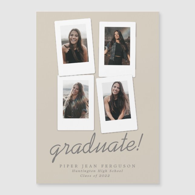 Multi Photo Modern Snapshots Graduation Magnetic Invitation (Front)