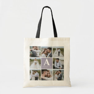 Multi photo monogram initial favor gift tote bag
