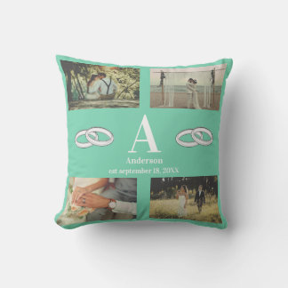 Multi Photo monogram wedding family gift  Cushion