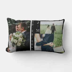 Multi Photo Monogram Wedding Family Gift Pillow