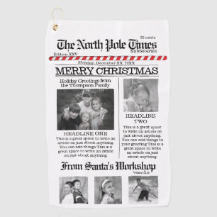 Multi Photo North Pole News Christmas Cute Merry Golf Towel