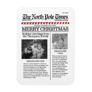 Multi Photo North Pole News Christmas Cute Merry Magnet