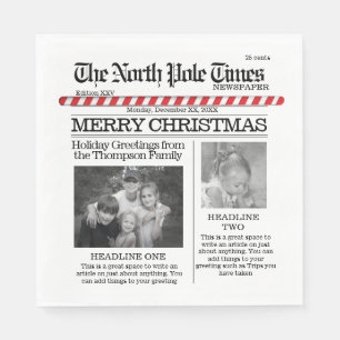 Multi Photo North Pole News Christmas Cute Merry Napkin