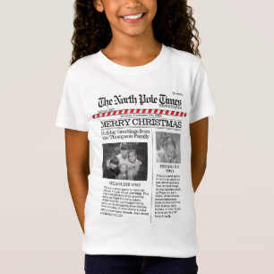 Multi Photo North Pole News Christmas Cute Merry T-Shirt