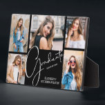 Multi Photo on Black Graduation Keepsake Plaque<br><div class="desc">A five photo black grid shows off your favourite photos on this graduation keepsake with the word graduate,  class year and name. MORE colours done for you in our store as well as graduation party invitations,  postcards and announcements.</div>