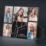 Multi Photo on Black Graduation Keepsake Plaque<br><div class="desc">A five photo black grid shows off your favourite photos on this graduation keepsake with the word graduate,  class year and name. MORE colours done for you in our store as well as graduation party invitations,  postcards and announcements.</div>