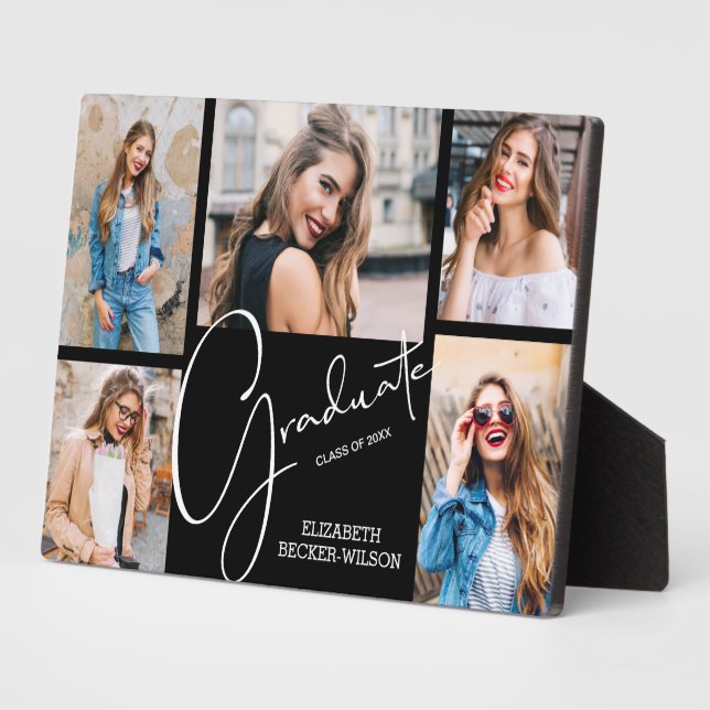 Multi Photo on Black Graduation Keepsake Plaque (Side)