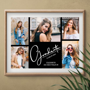Multi Photo on Black Graduation Keepsake Poster