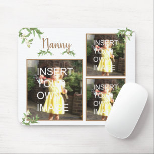 Multi Photo Personalised Nanny Green Leaves Mouse Mat