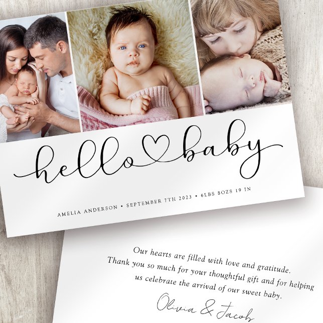 Multi Photo Script with Heart New Baby Photo Announcement (Creator Uploaded)