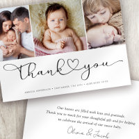 Multi Photo Script with Heart New Baby Photo