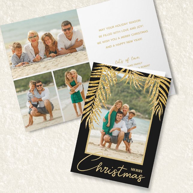 Multi Photo Tropical Folded Christmas Holiday Card (Creator Uploaded)
