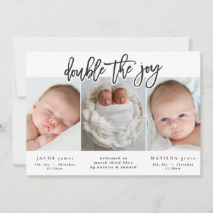 Multi photo twin birth announcement