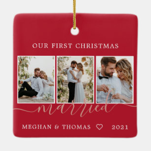 Multi photos first Christmas Married Ceramic Ornam Ceramic Ornament