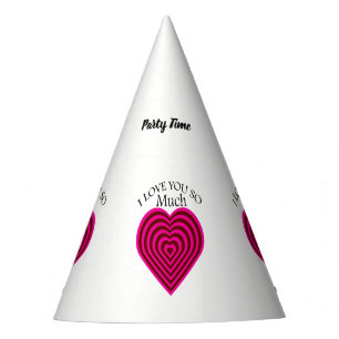 Multi pink colour I love you strips heart hart Party Hat