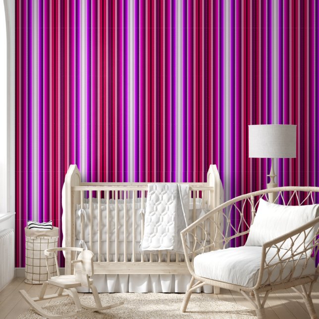 Multi Pink Stripe  Wallpaper (Kids)