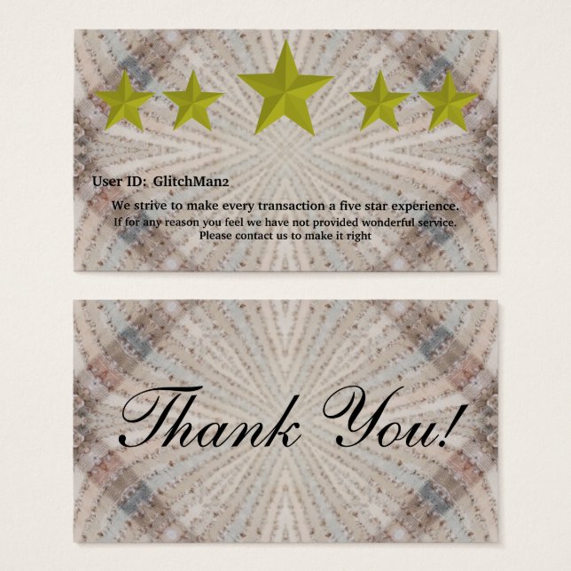 Multi Platform five star rating feedback card (Front & Back)