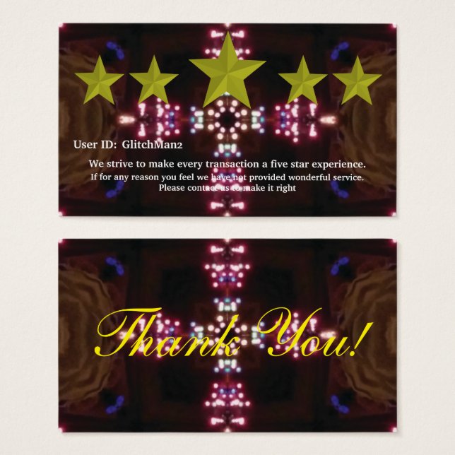 Multi Platform five star rating feedback card (Front & Back)
