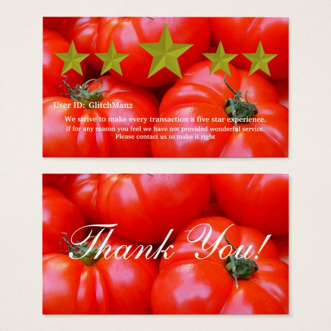 Multi Platform five star rating feedback card (Front & Back)