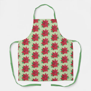 Multi- Poinsettia - Festive Apron - Mint