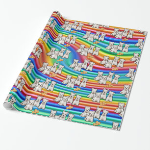 Multi pups rainbow giftwrap wrapping paper