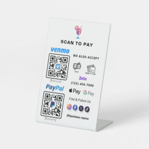 Multi QR Code Payment   White Scan to Pay  Pedesta Pedestal Sign