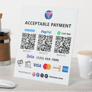 Multi QR Code Payment White Scan to Pay Pedesta Pedestal Sign