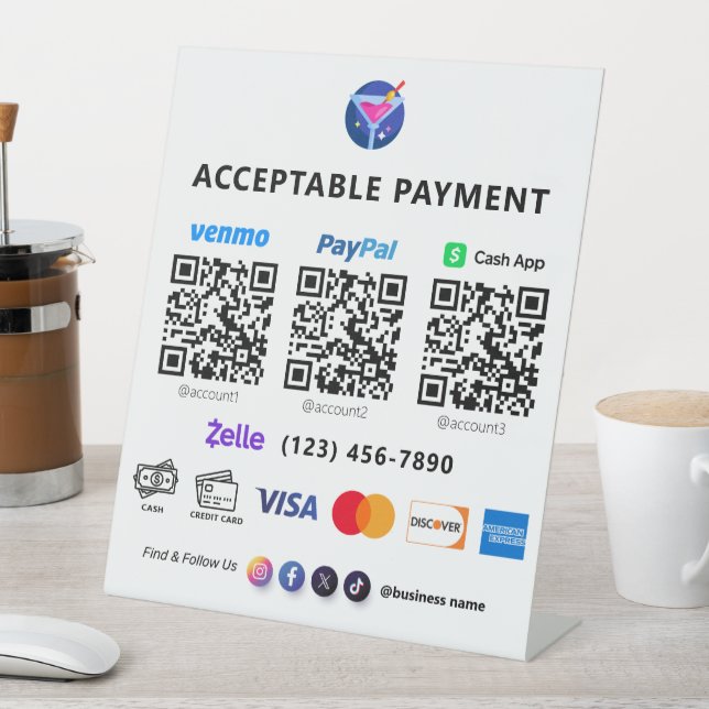 Multi QR Code Payment | White Scan to Pay  Pedesta Pedestal Sign (In SItu)
