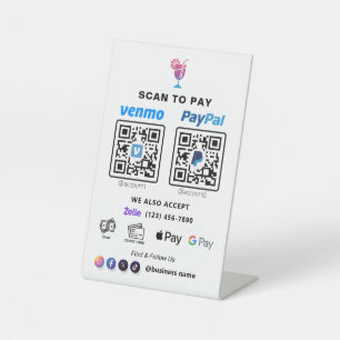 Multi QR Code Payment   White Scan to Pay  Pedesta Pedestal Sign