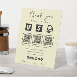 Multi QR Code Paypal Venmo Cash App Soft Groovy Pedestal Sign