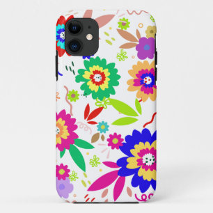 multi rainbow coloured flower and leaves design iPhone 11 case