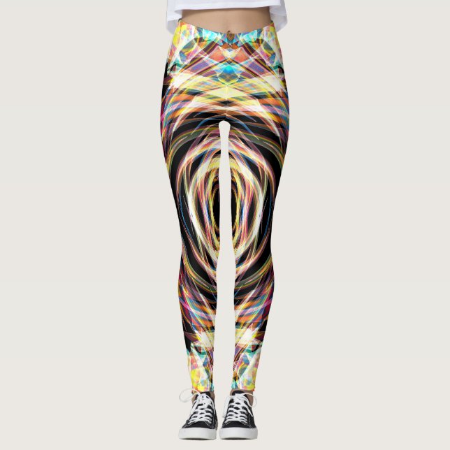 Multi Rainbow Stars swirl Leggings (Front)