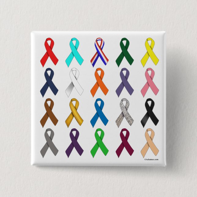 Multi-Ribbon 15 Cm Square Badge (Front)