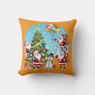 **“Multi-Santa Christmas Fun – 3D Cartoon Transpar Cushion