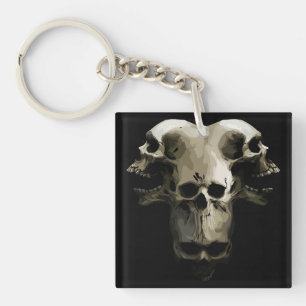 Multi-Skull Fusion Art Key Ring