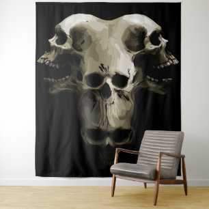 Multi-Skull Fusion Art Tapestry