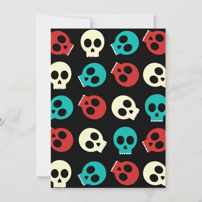 Multi Skulls In Vintage Retro Colours Invitation (Front)