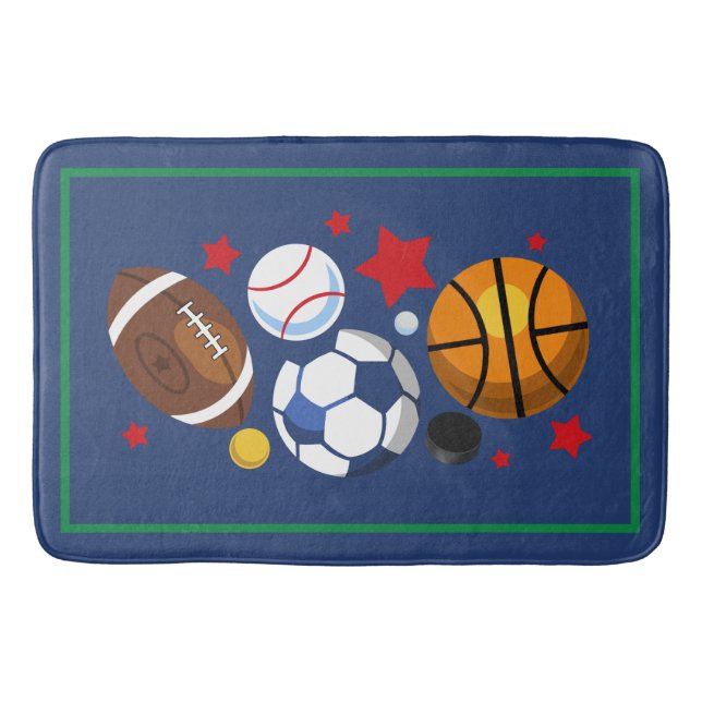 Multi Sports Balls Bath Mat (Front)