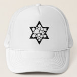 Multi Stars Star of David Trucker Hat<br><div class="desc">Black Star of David with lots of white stars in the centre.</div>