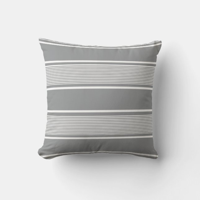Multi Stripe Grey and White Cushion (Front)