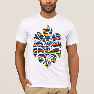 multi stripe scrolls medallion cutout T-Shirt