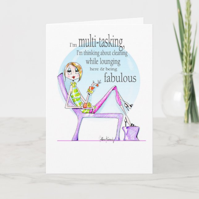 Multi-tasking funny birthday woman birthday card (Front)