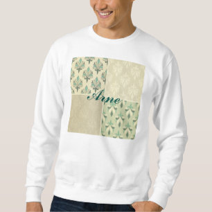 Multi teal colour fall damask royal chic elegant sweatshirt