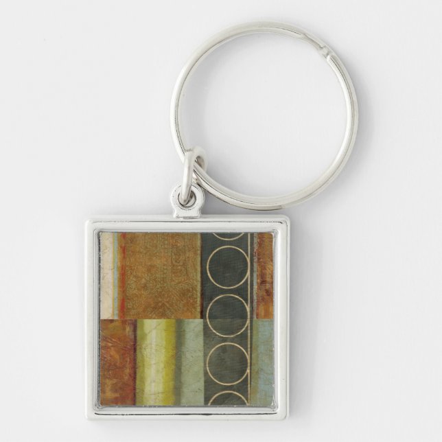 Multi-textured Abstract Painting by Vision Studio Key Ring (Front)