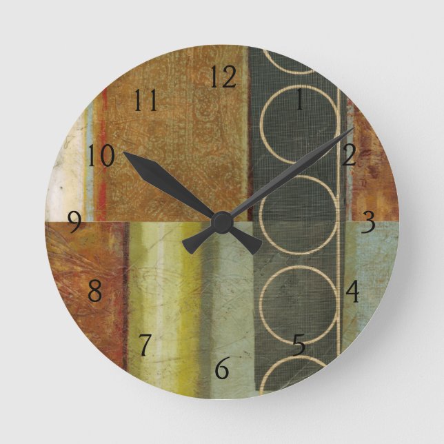 Multi-textured Abstract Painting by Vision Studio Round Clock (Front)