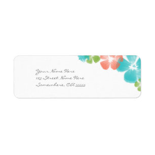 Multi Tropical Watercolor Flowers Address Labels